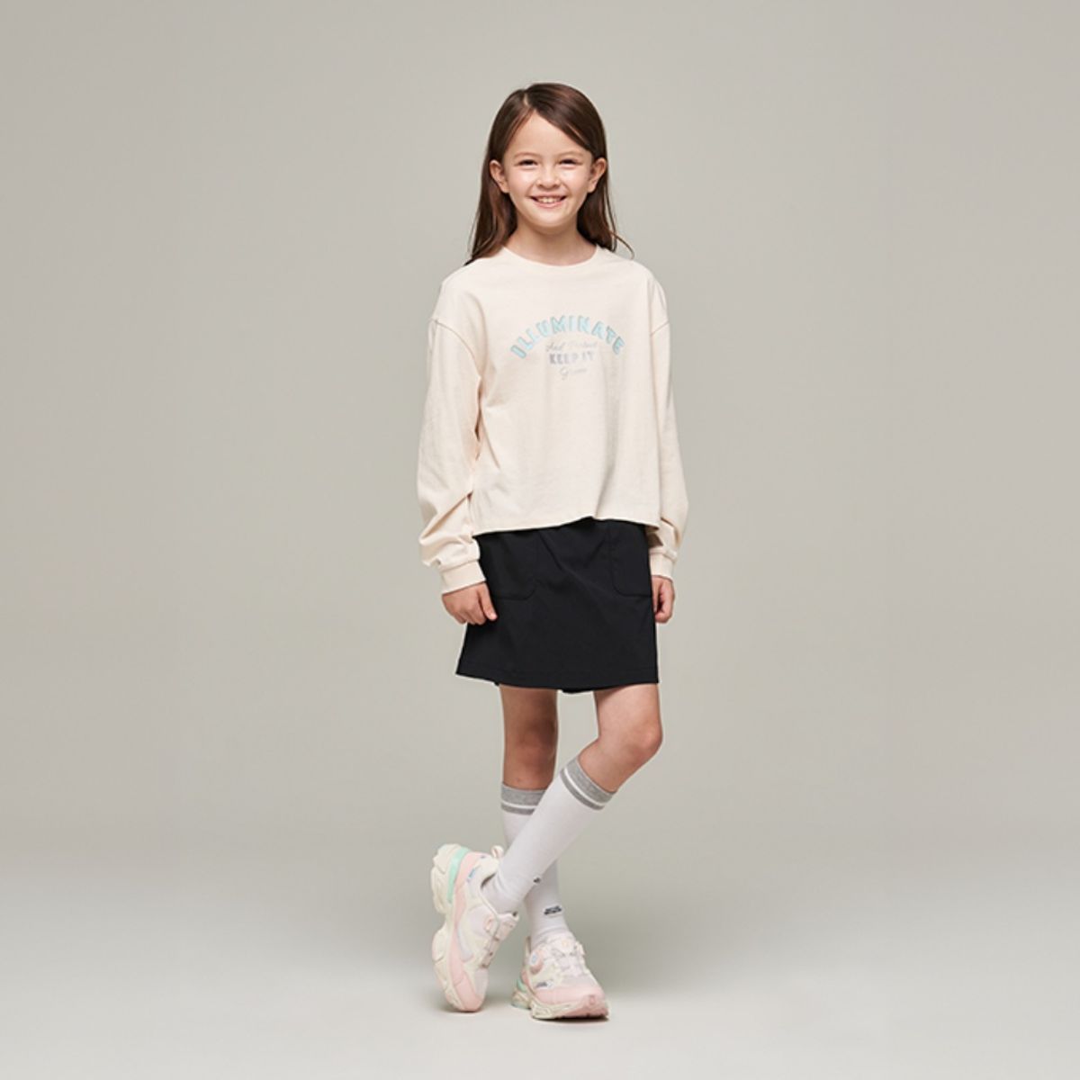 내셔널지오그래픽 키즈(NATIONAL GEOGRAPHIC KIDS) K243GPB910 여아 싱글 티셔츠 SET IVORY