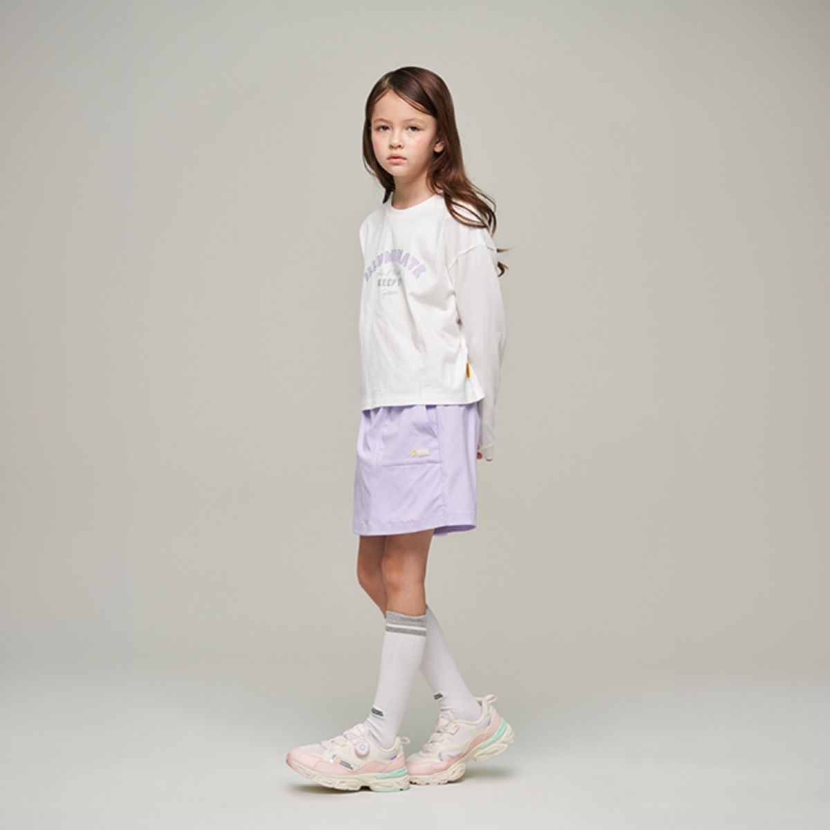 내셔널지오그래픽 키즈(NATIONAL GEOGRAPHIC KIDS) K243GPB910 여아 싱글 티셔츠 SET WHITE