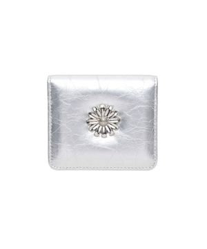 데이지 포토 슬롯 반지갑 지폐 카드지갑 실버