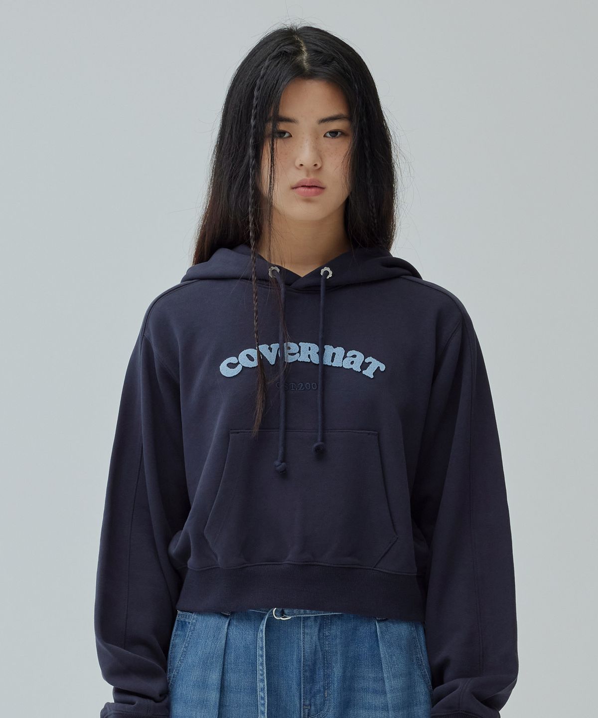 커버낫 우먼(COVERNAT WOMAN) 우먼 쿠퍼 로고 후디 Navy