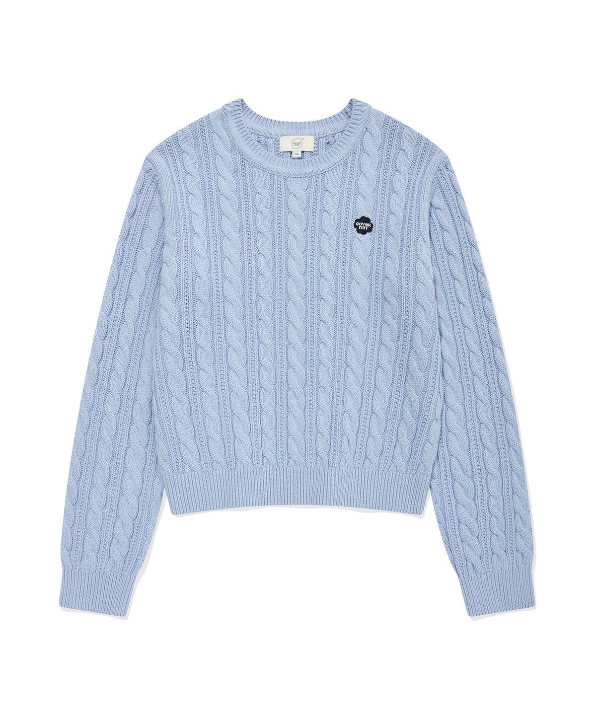 커버낫 우먼(COVERNAT WOMAN) 우먼 클로버하트 케이블 니트 Light Blue