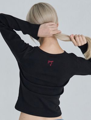 슬림 백리본 롱슬리브 (블랙)