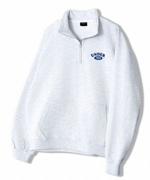 오버핏 하프 집업 맨투맨 언더써클 스웨트 화이트멜란지