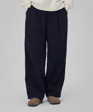 헤비 웨이트 윈터 와이드 슬랙스 네이비