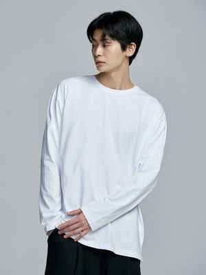 레이어드 크루넥 긴팔 티셔츠 [WHITE]