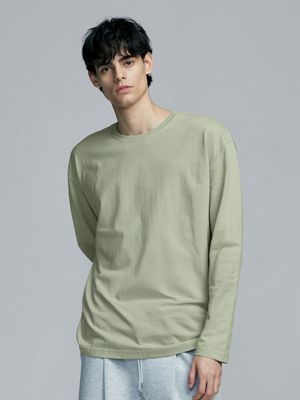 레이어드 크루넥 긴팔 티셔츠 [KHAKI]
