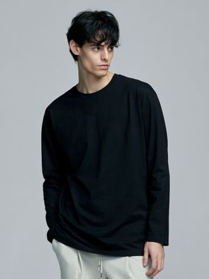 레이어드 크루넥 긴팔 티셔츠 [BLACK]