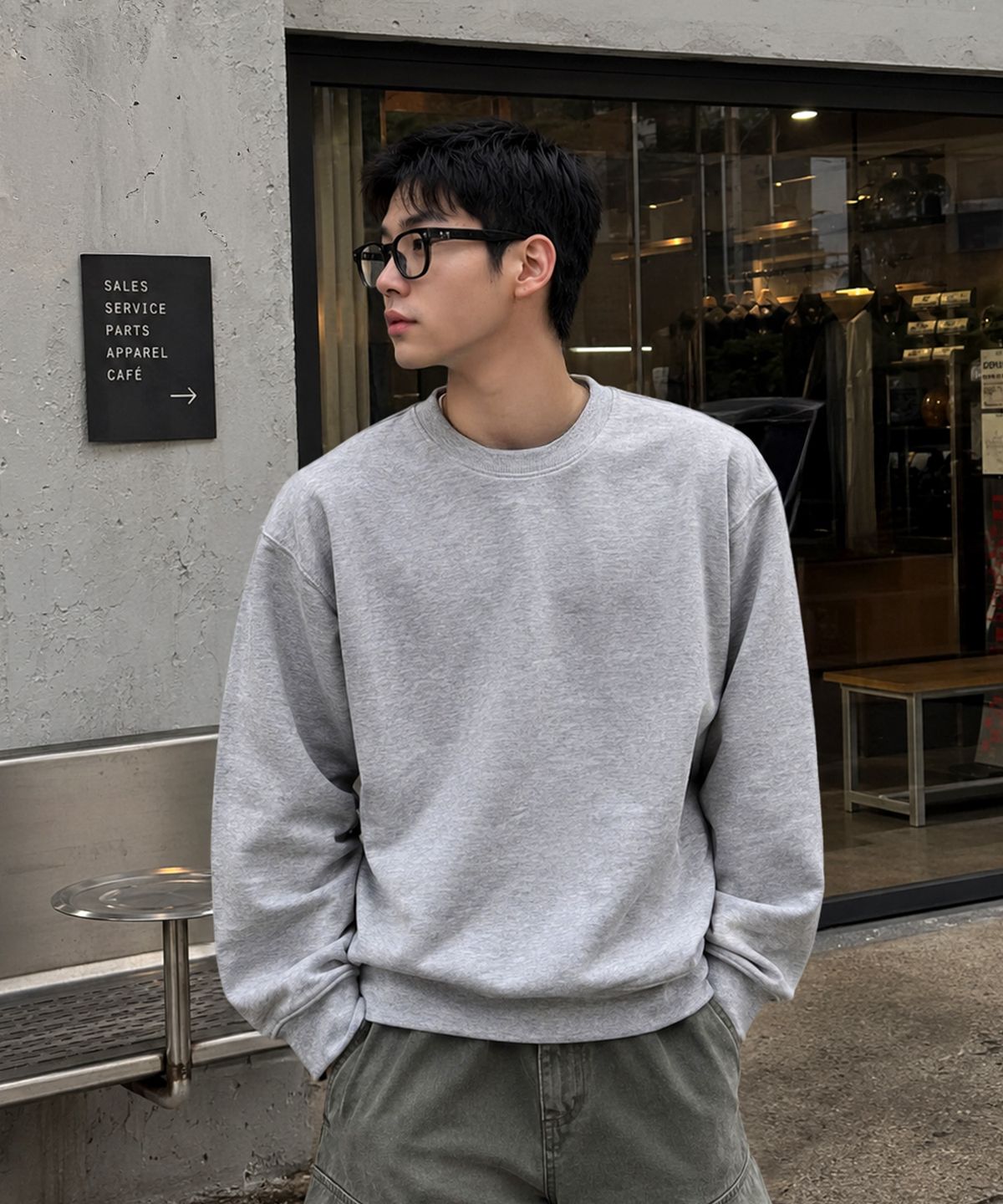 엑스오엑스(XOX) 세미 오버핏 스웻 셔츠 [M/GREY]