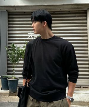 세미 오버핏 스웻 셔츠 [BLACK]