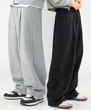 [기모버전 추가]딥 원턱 와이드 롱 스웨트 트레이닝 팬츠 2 COLOR