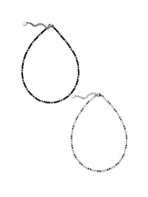 블랙 비즈 초커 네크리스 (2COL)
