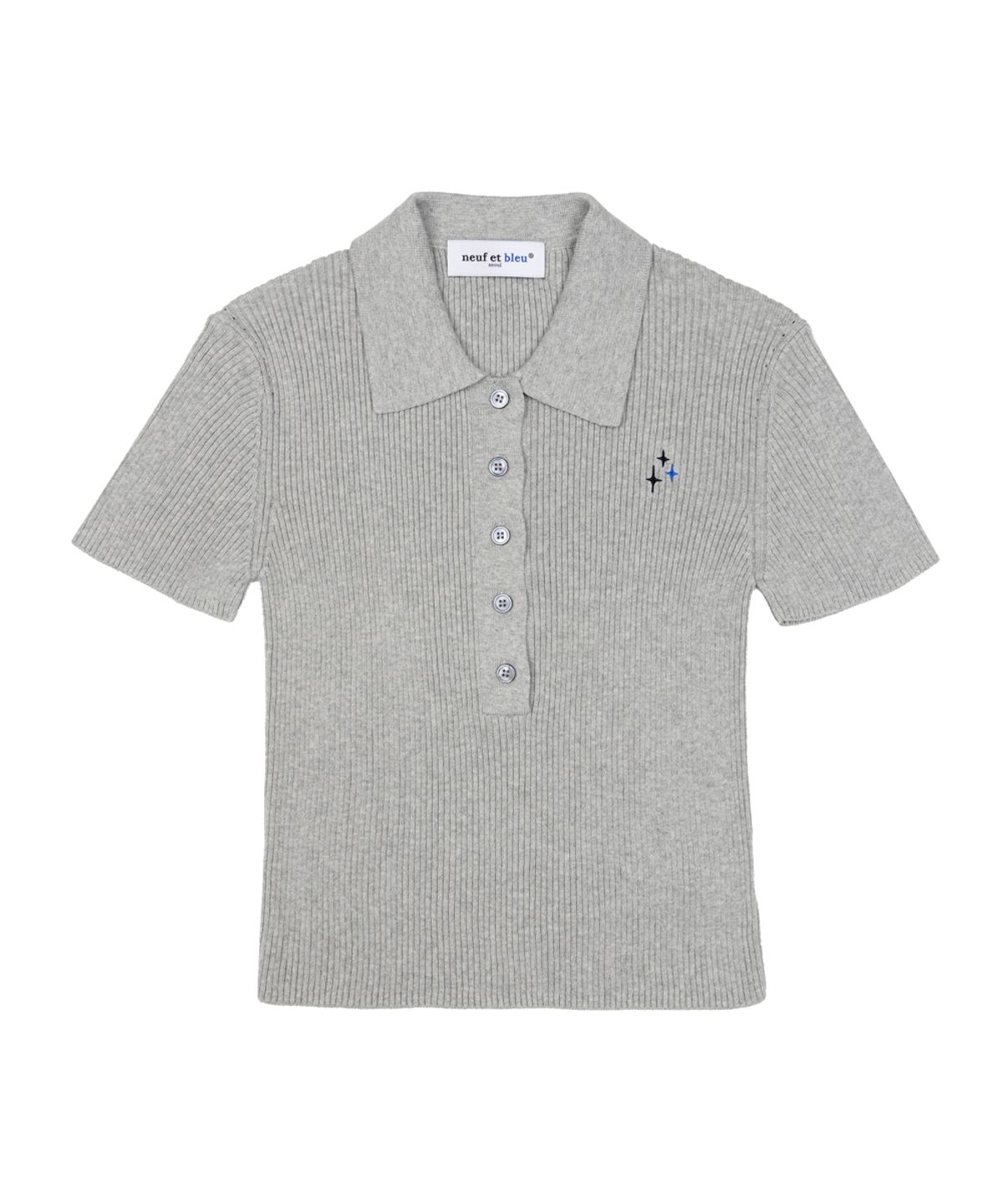 누프에블루(NEUFETBLEU) NEB rib collar knit (gray)