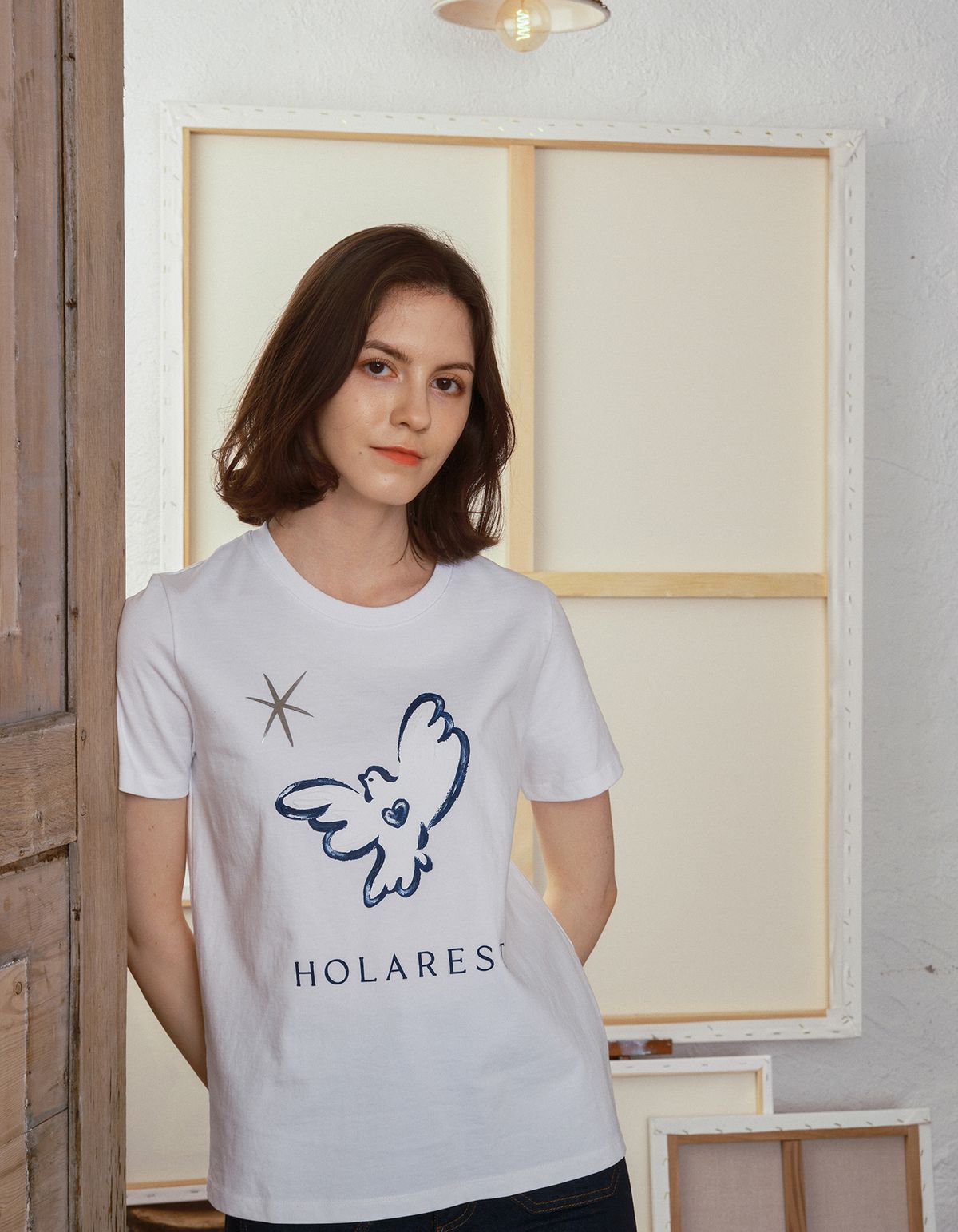 올라레스트(HOLAREST) Paloma Drawing T-shirt (Pure White)