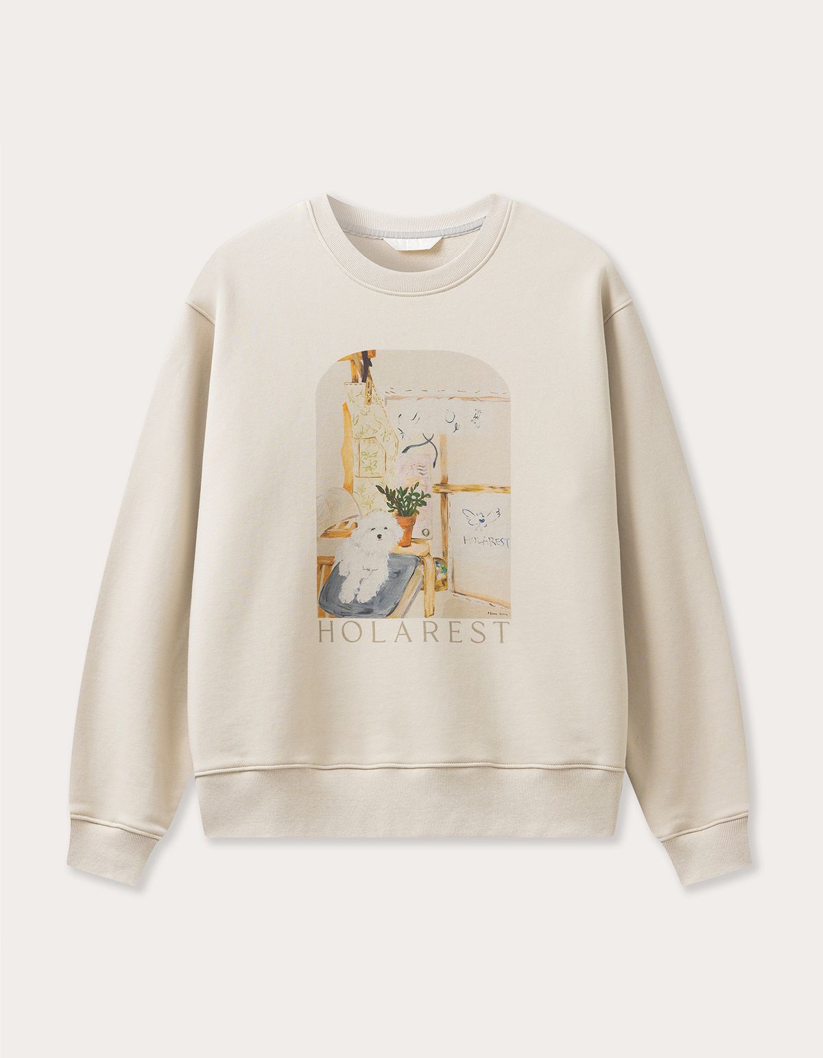 올라레스트(HOLAREST) Soft Atelier Artwork Sweatshirt (Beige)