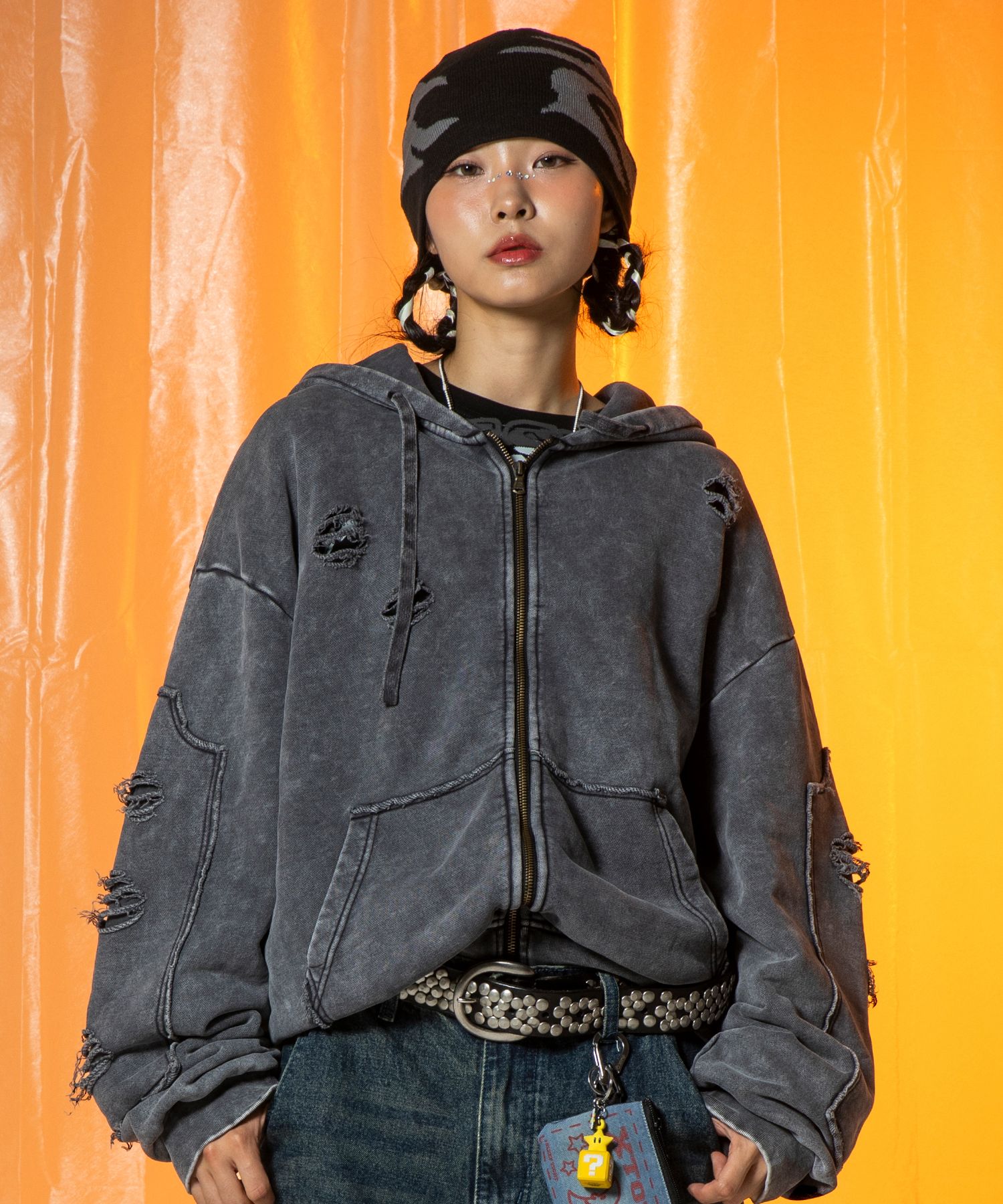 アウターその他 XTONZ XTT065 Carpenter damage two-way hood zip-up VINTAGE PI MUSINSA | XTONZ XTT065 Carpenter Damage Two-Way Hood Zip-Up