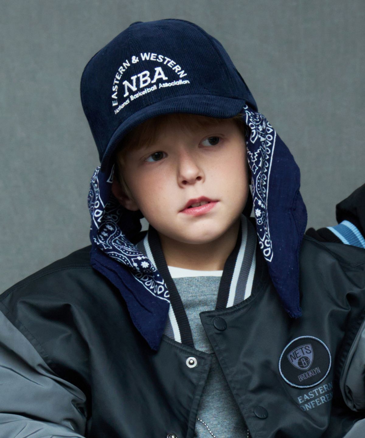 엔비에이 키즈(NBA KIDS) 아치로고 코듀로이 볼캡(K245AP080P) 네이비