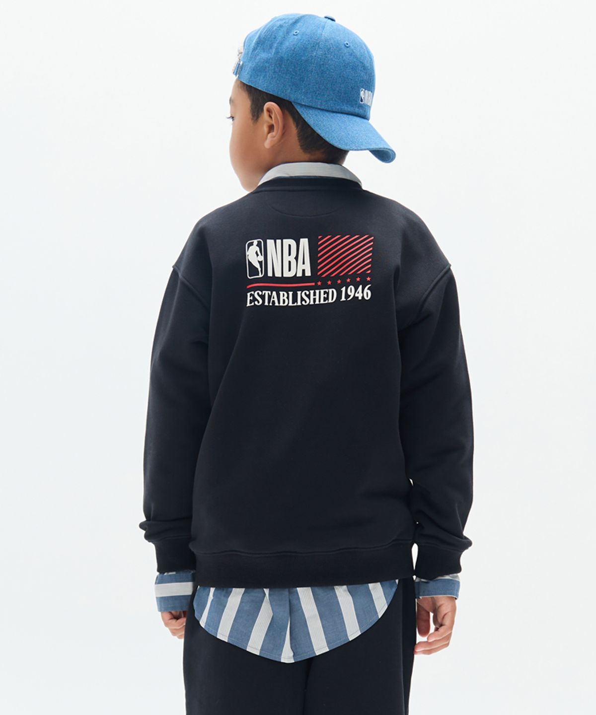 엔비에이 키즈(NBA KIDS) USA 로고 맨투맨(K243TS001P) 블랙