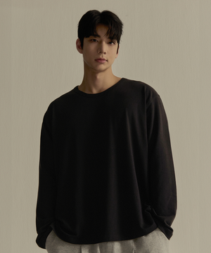 소프트 모달 루즈핏 긴팔 티셔츠 (블랙) 24TL03