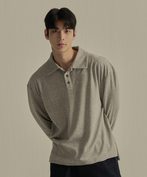 소프트 테리 오버핏 긴팔 카라티 (멜란지 그레이) 24PL01