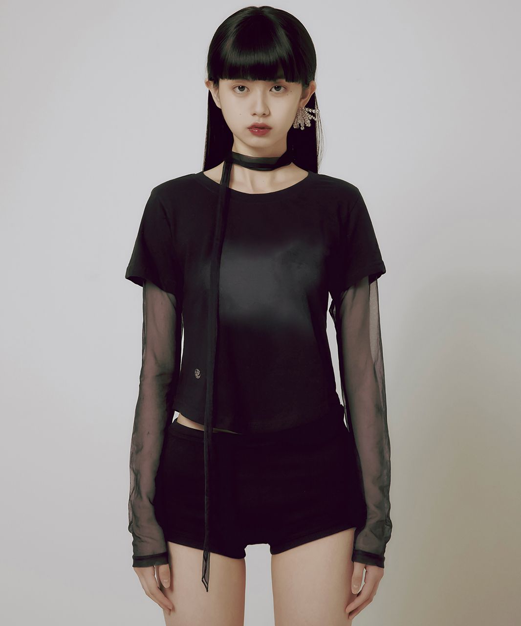 【FLAREUP】24FW★ Sheer Vanish Scarf Long Sleeve MUSINSA | FLAREUP Faye Frill Long Sleeve (FL-160_Black)