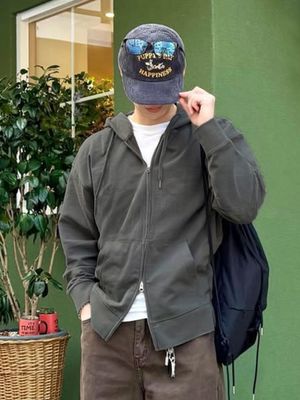 2WAY 세미 오버핏 스웻 후드 집업 [D/GREY]