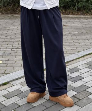 원턱 와이드 스웻 팬츠 [NAVY BLUE]