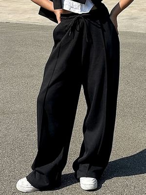 세미 와이드 스트링 스웻 팬츠 [BLACK]