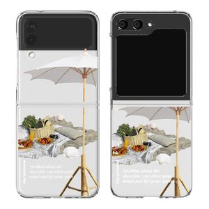 오프투썸머 디자인 갤럭시 Z플립 투명 하드 휴대폰 케이스 제트플립/지플립/6/5/4/3