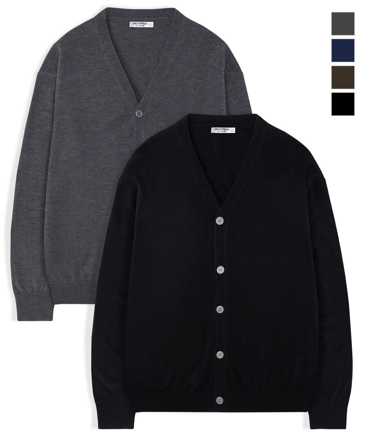 언탭트 스튜디오(UNTAPPED STUDIO) 데일리 세미 오버핏 베이식 니트 가디건 4 COLOR