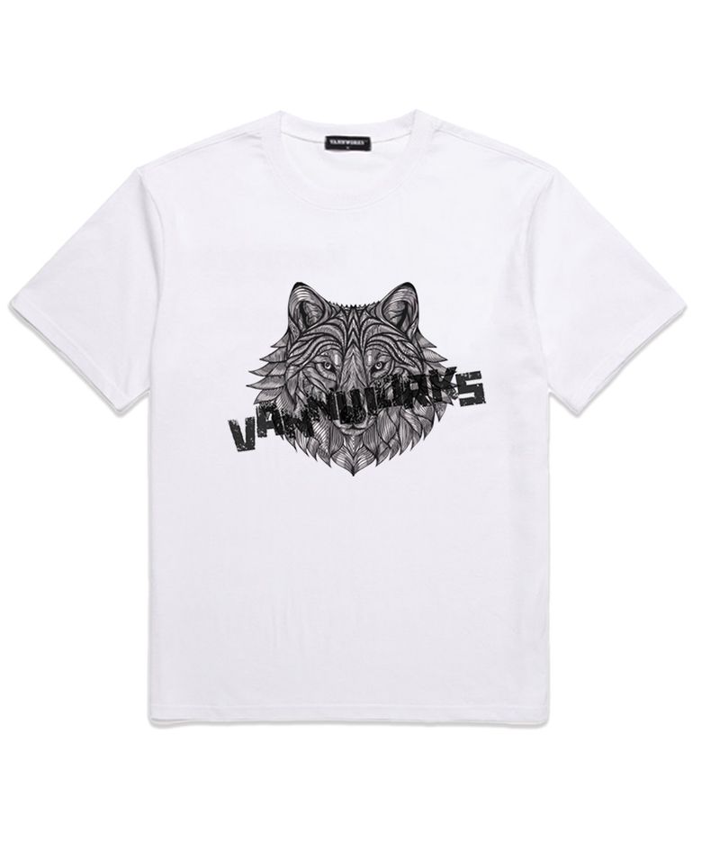 WOLF TATTOO 오버핏 반팔 티셔츠 (VS0108) 화이트