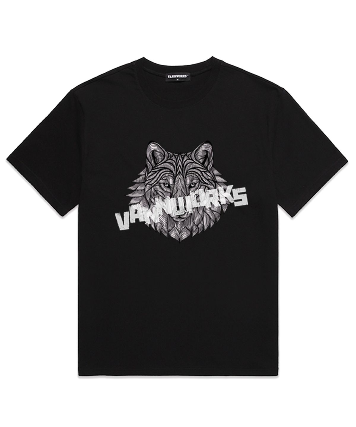 밴웍스(VANNWORKS) WOLF TATTOO 오버핏 반팔 티셔츠 (VS0108) 블랙