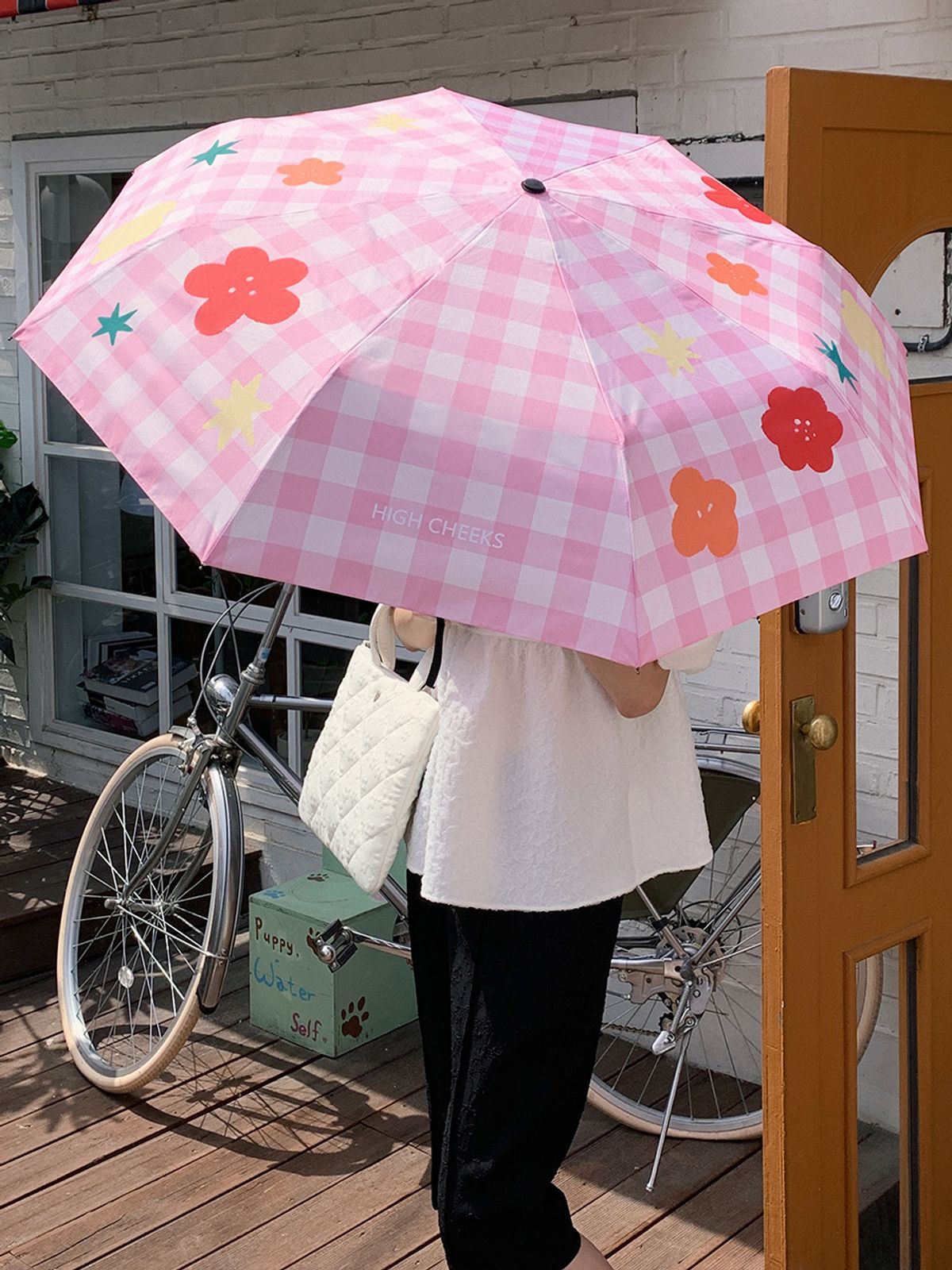 하이칙스(HIGH CHEEKS) Gingham Check Folding Umbrella_HC2435AC001M