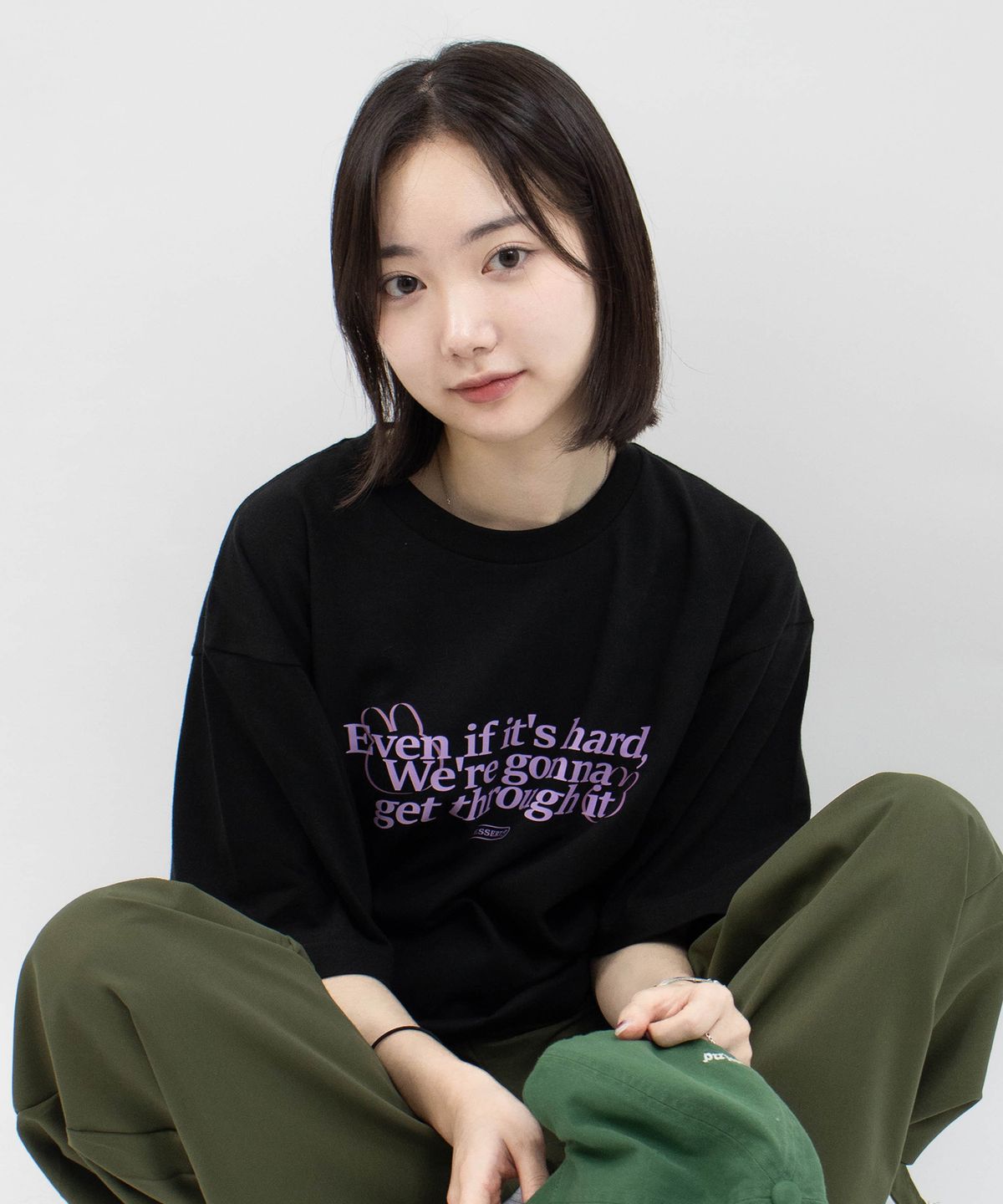 티저트(TEESSERT) 이븐 이프 레터링 여름 이너티 반팔티셔츠 (화이트, 블랙) TSS_15