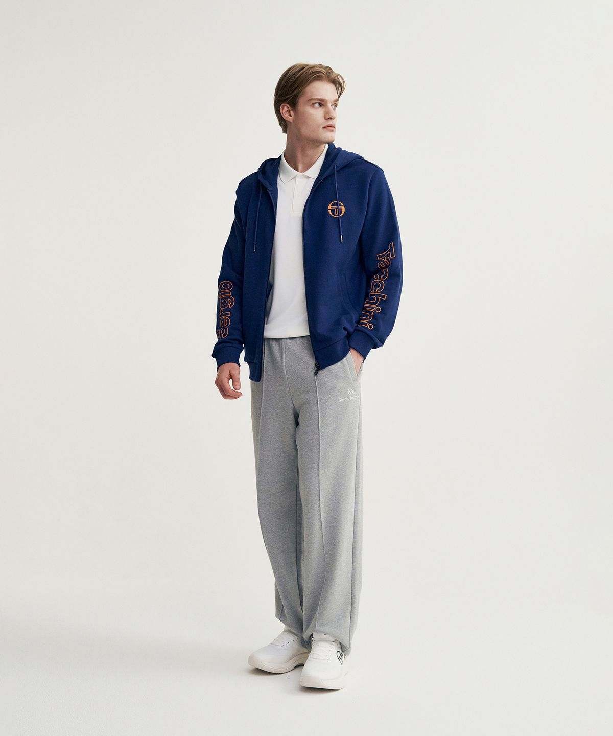 세르지오 타키니(SERGIO TACCHINI) U 데일리 레터링 후드 집업 (Navy)