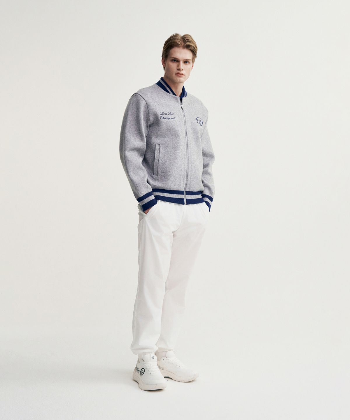 세르지오 타키니(SERGIO TACCHINI) M 프레피 바시티 가디건 (Melange Grey)
