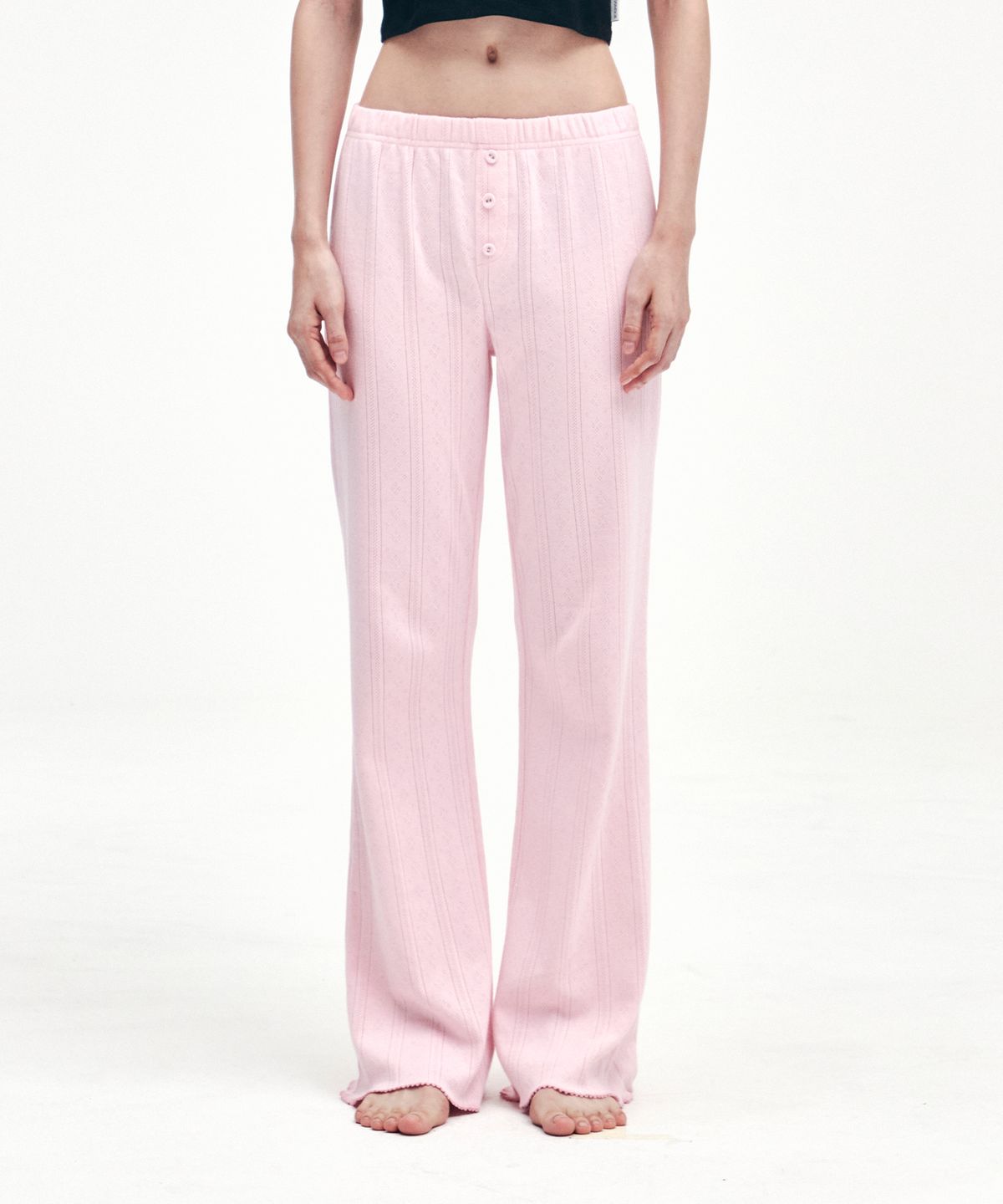 유희(YOUHEE) EYELET BOOTSCUT PANTS PINK