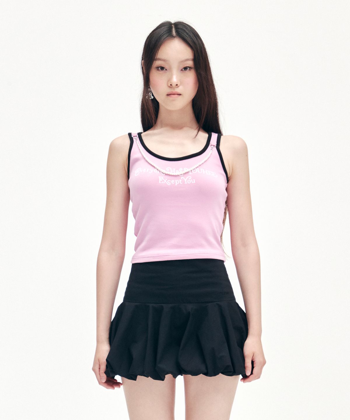 유희(YOUHEE) PEARL STRAP GRAPHIC SLEEVELESS PINK