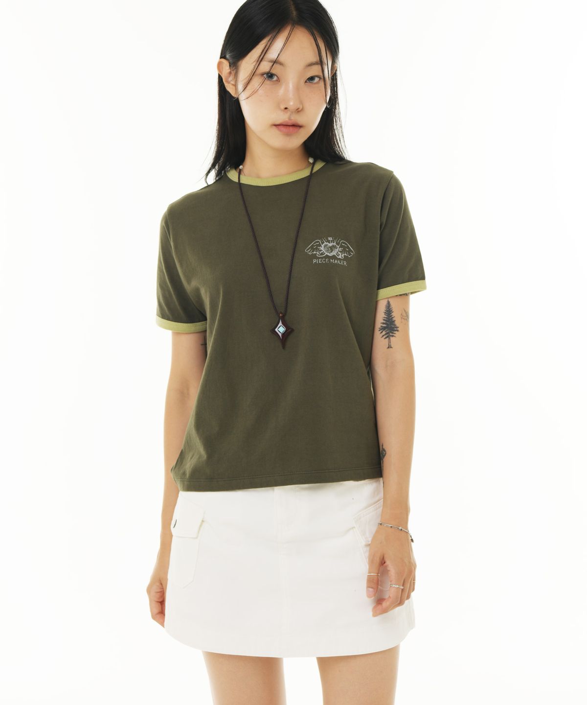 피스메이커(PIECE MAKER) FINGER PRINT RINGER TEE (KHAKI)