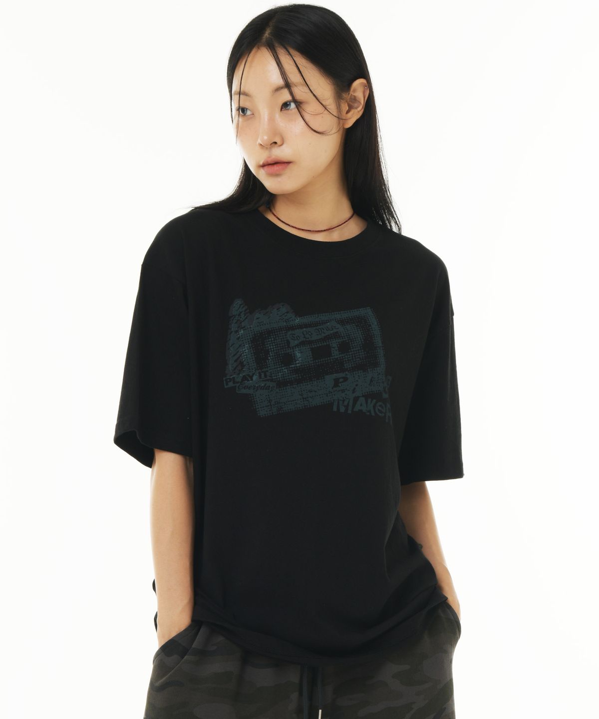 피스메이커(PIECE MAKER) VINTAGE TAPE TEE (BLACK)