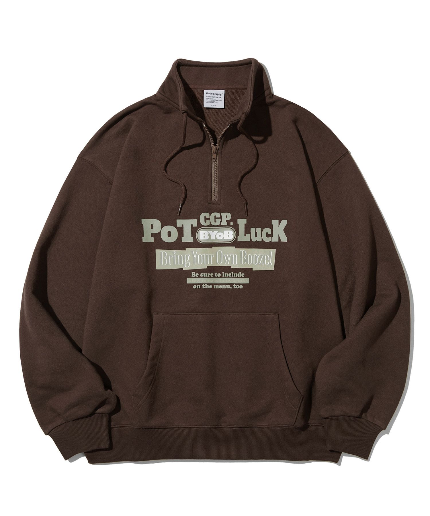 ★【CODE GRAPHY】★POT LUCK NECK STRING ZIP-UP SWEATSHIR.T★ MUSINSA | Codegraphy POT LUCK Neck String Half Zip-up