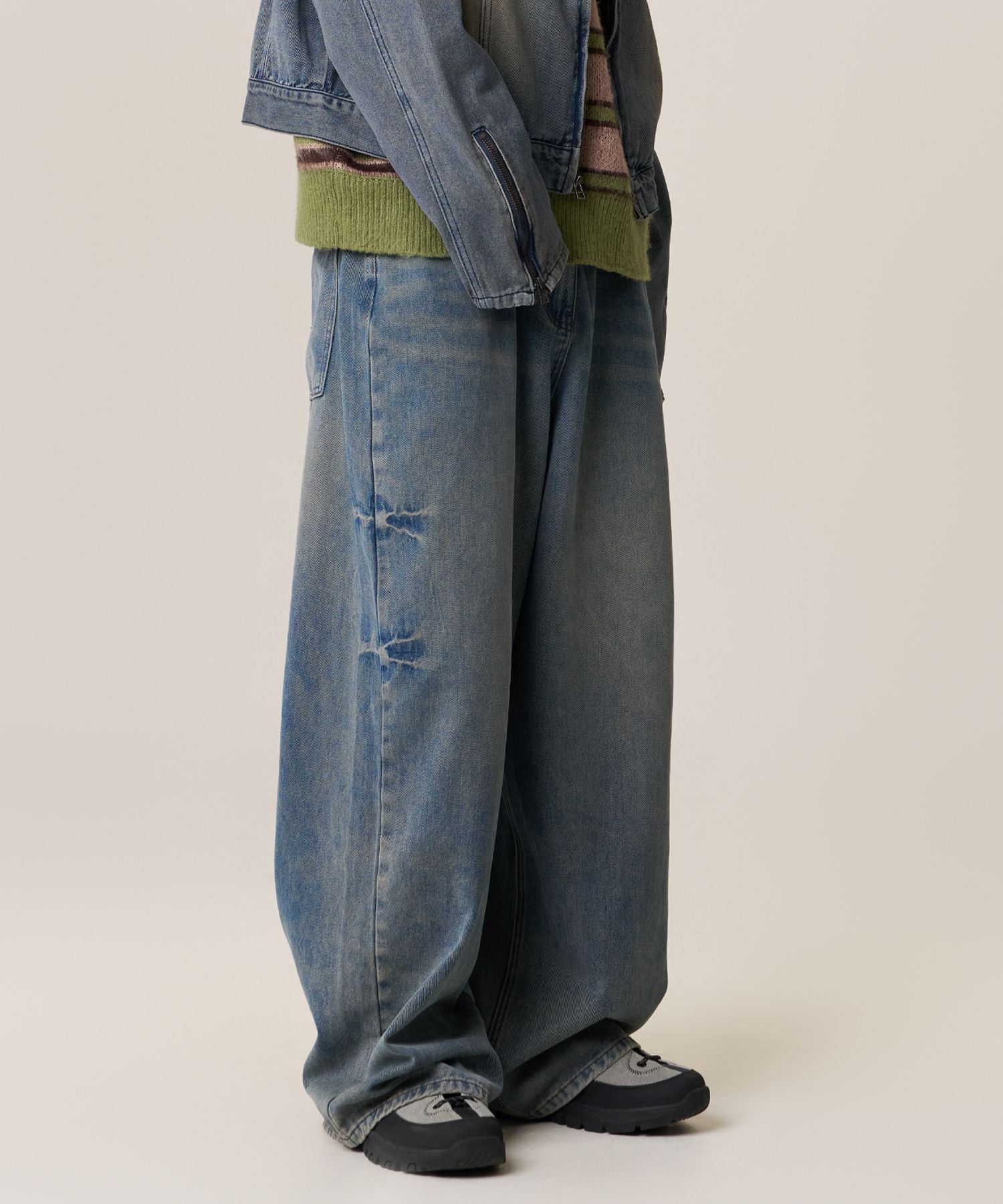 ★SUPERSUB★ Domingo washed wide denim pants washed brown G DOMINGO WASHING WIDE DENIM PANTS - WASHED BROWN - SUPERSUB