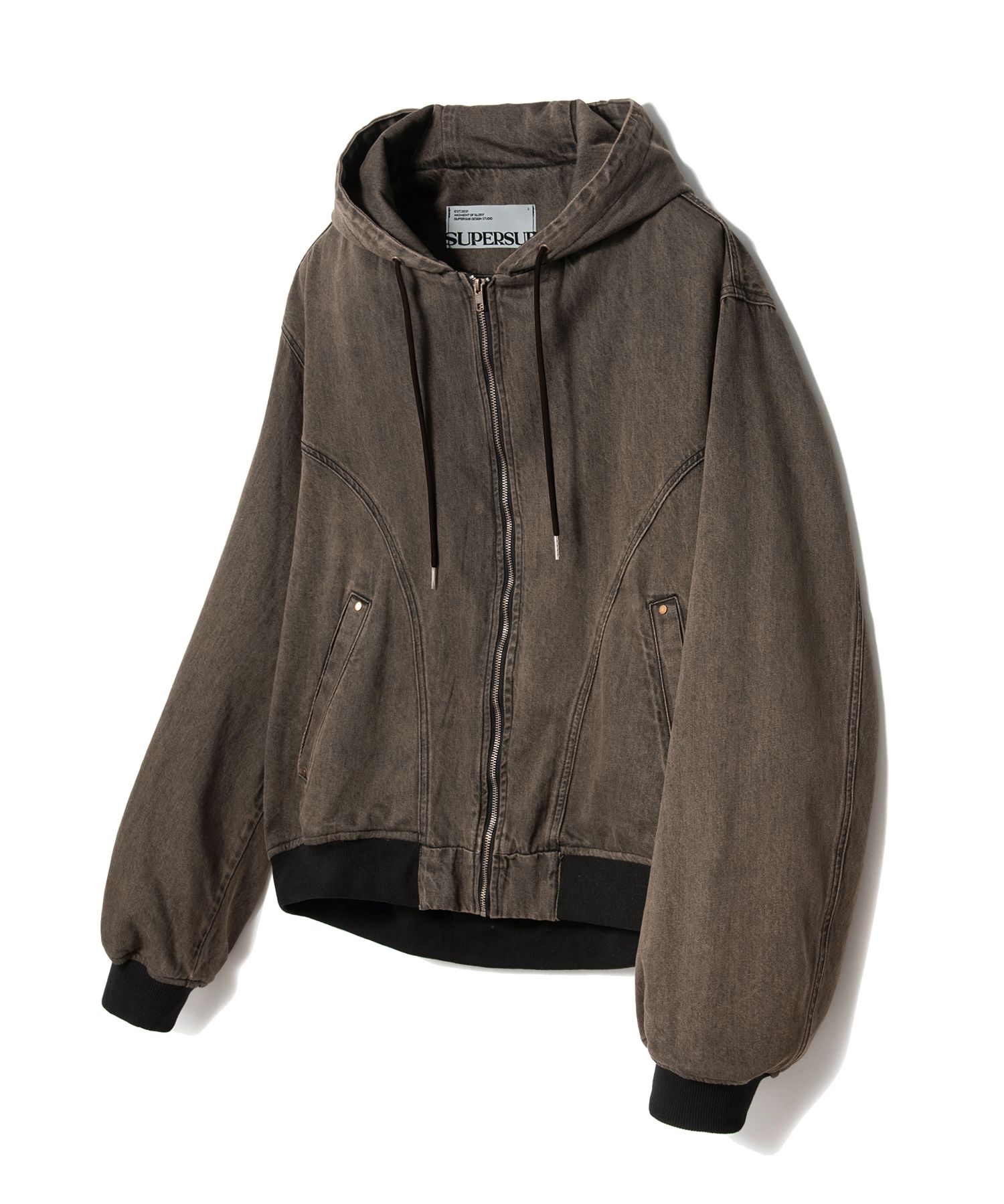 SUPERSUB ♥ Denim Hooded Zip-Up/追跡付 MUSINSA公式 | SUPERSUB Denim Hooded Zip-Up - Washed Brown