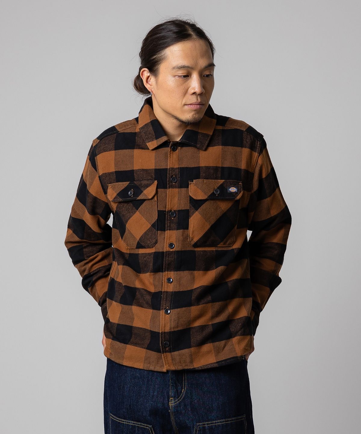 디키즈(DICKIES) 새크라멘토 체크 셔츠 Brown