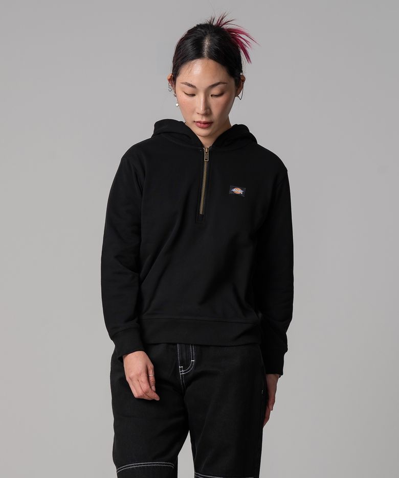 우먼스 하프 집업 후드 Black