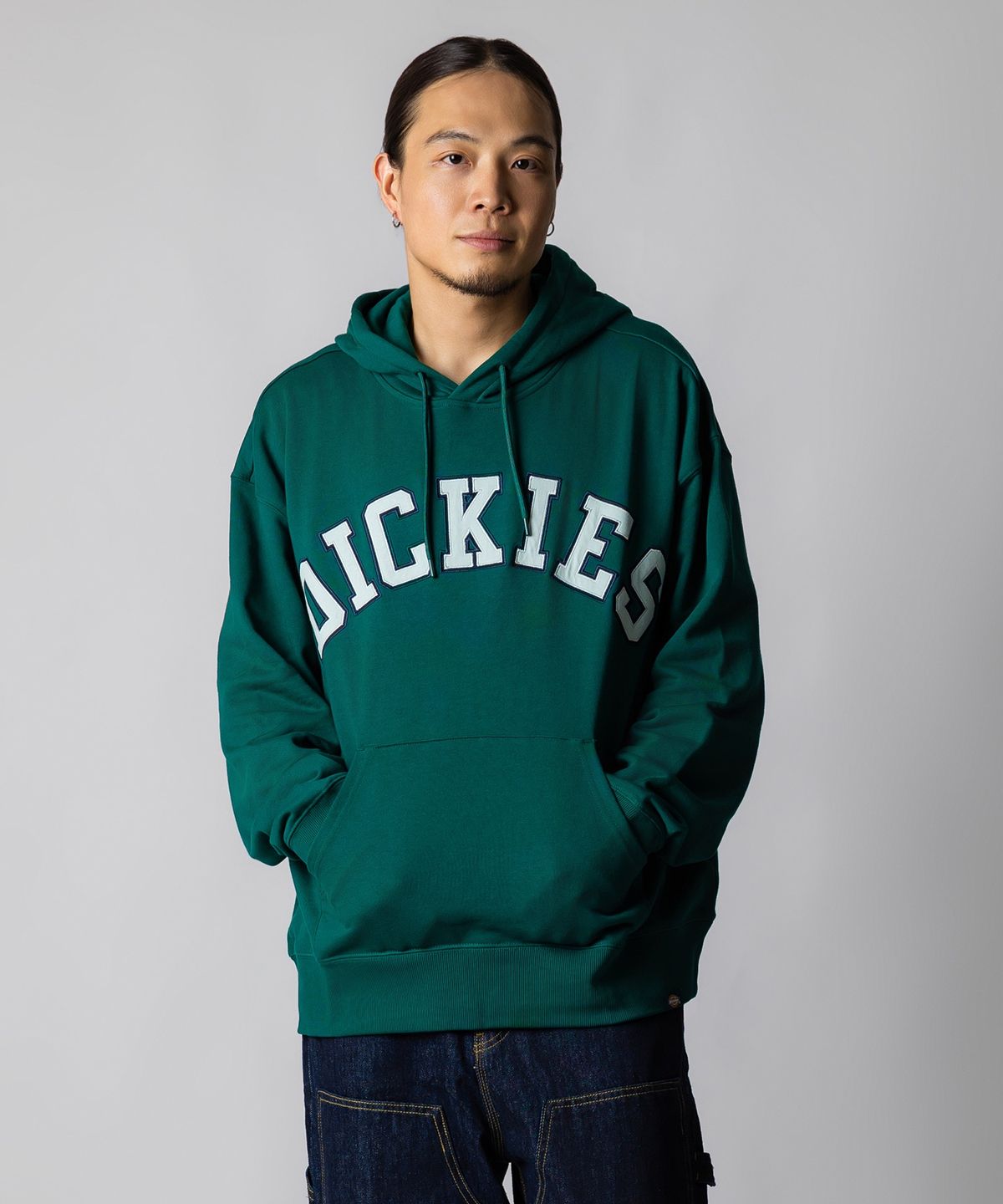 디키즈(DICKIES) 아치 로고 오버핏 후드 Green