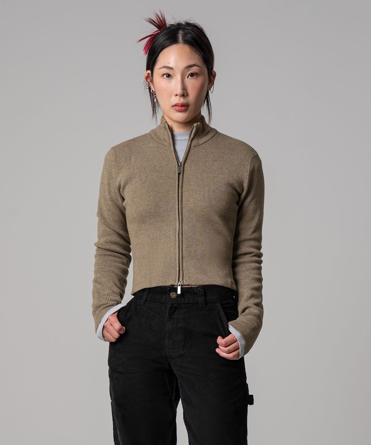디키즈(DICKIES) 우먼스 슬림핏 모크넥 니트 Imperial Green