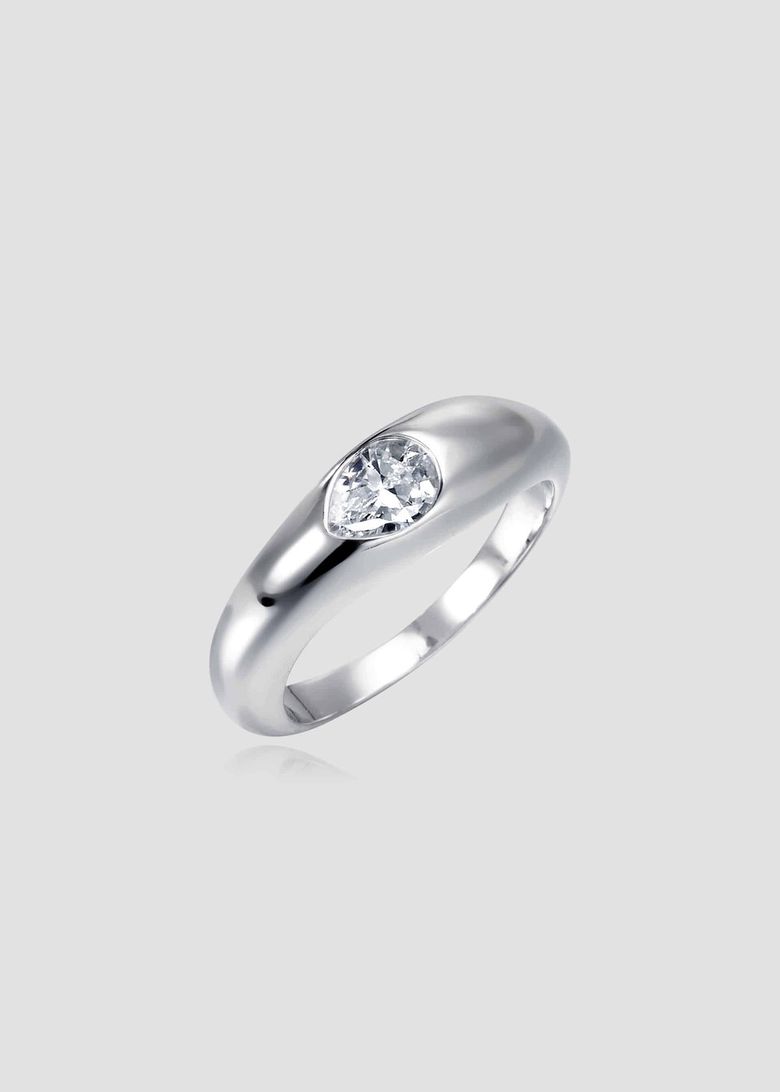 Pear Cut Wave Ring  Silver