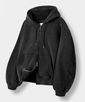 [크롭선택] ASI 포시즌 에센셜 후드 집업_스웻 블랙