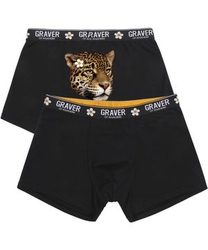 [1PACK]백 레오파드 플라워 스마일 맨즈 드로즈_블랙