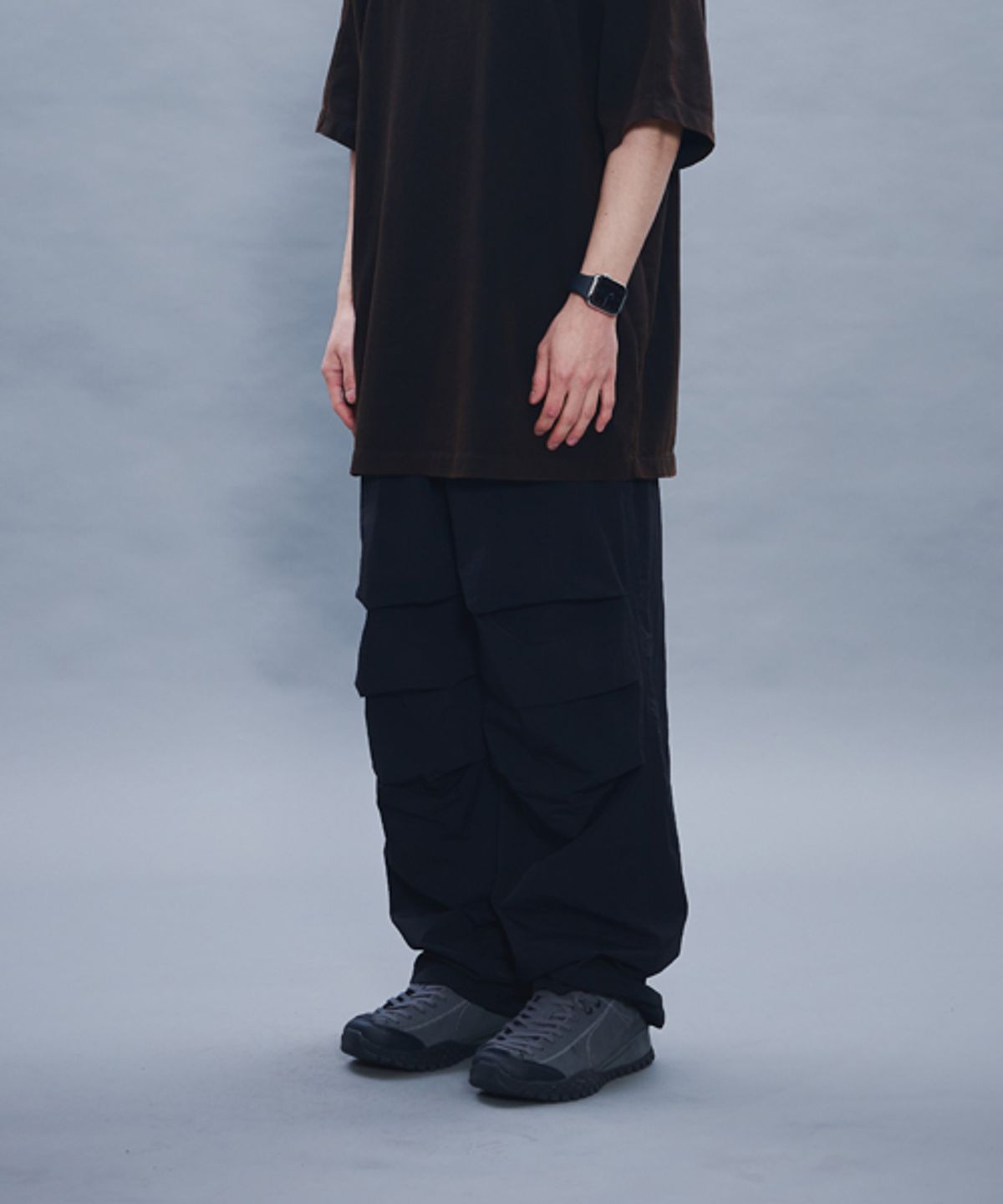 엑스히트(EXHIT) STRING PARACHUTE PANTS BLACK